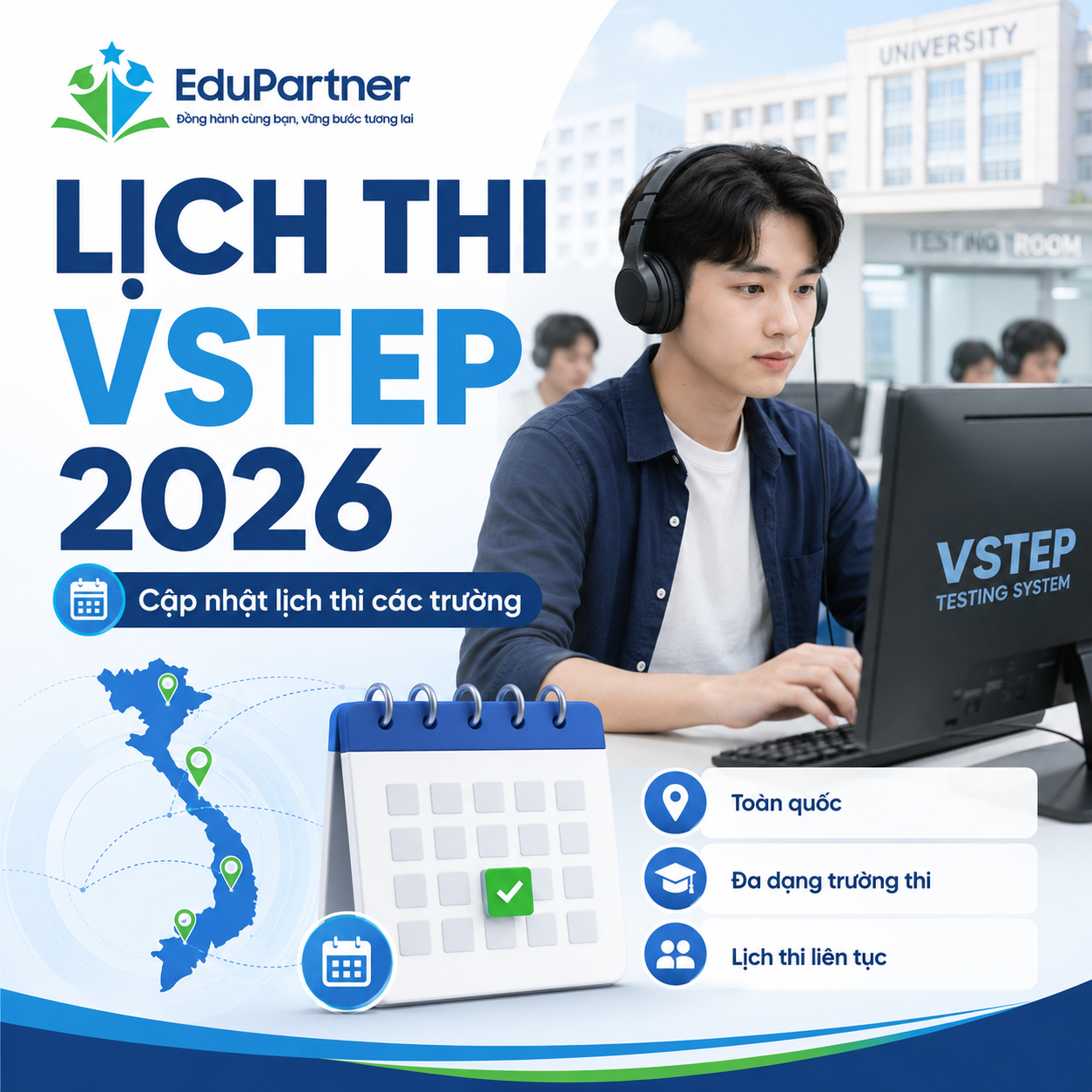 Lịch thi VSTEP 2026 mới nhất: Tổng hợp lịch thi các trường
